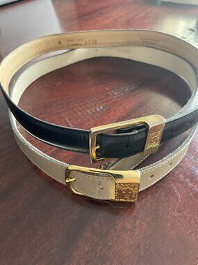 Vintage 80"s Anne Klein Leather Belts (White and Tan)